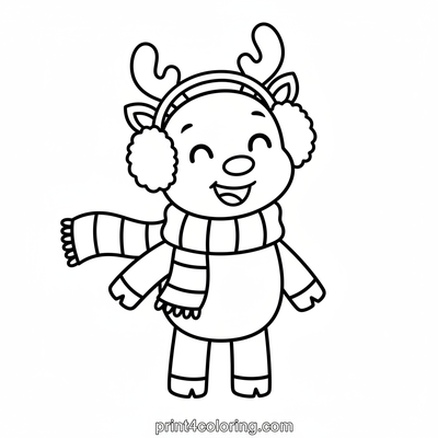 Silly Muffin Reindeer's Cozy Playtime - free printable coloring page