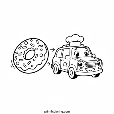 Police Car's Giant Donut Surprise! - free printable coloring page