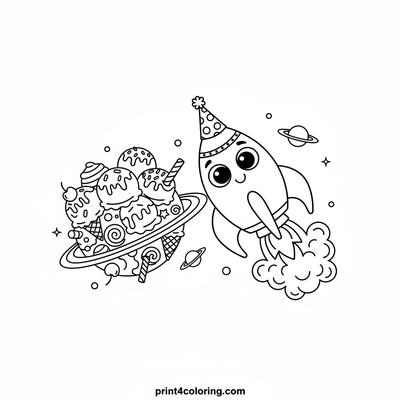 Rocky Rocket's Galactic Ice Cream Dash - free printable coloring page