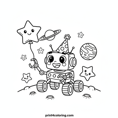Silly Rover's Space Party - free printable coloring page