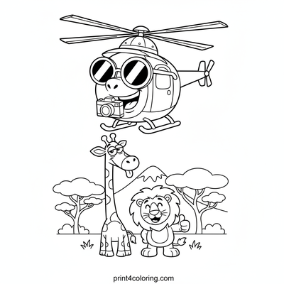 Giggling Copter's Silly Safari - free printable coloring page