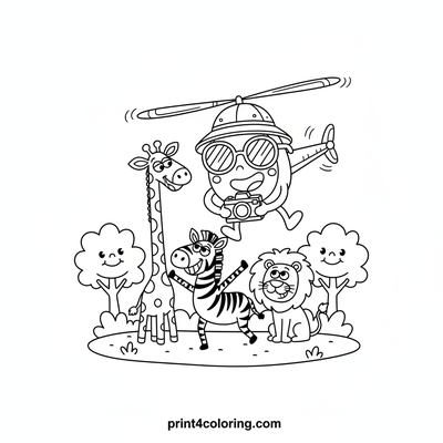 Helicopter's Hilarious Safari Snapshots - free printable coloring page