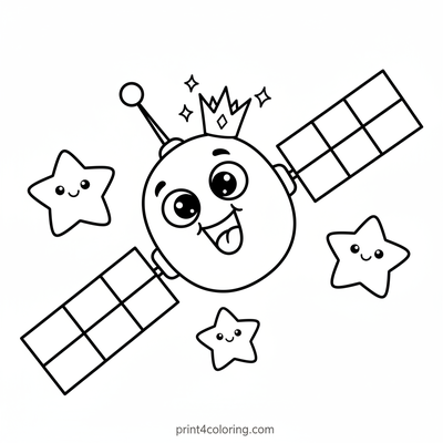 Silly Satellite's Cosmic Crown - free printable coloring page