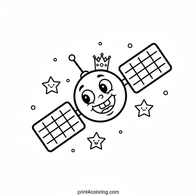 Silly Satellite's Cosmic Crown - free printable coloring page