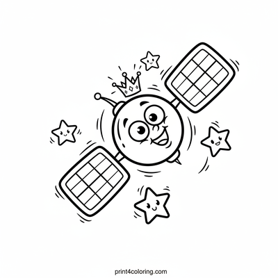 Silly Satellite's Royal Orbit - free printable coloring page