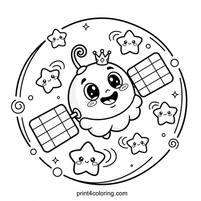 Royal Orbit: Silly Satellite Surprise - free printable coloring page