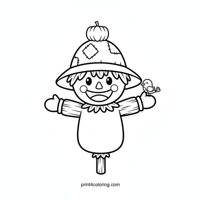 Silly Scarecrow's Pumpkin Peril - free printable coloring page
