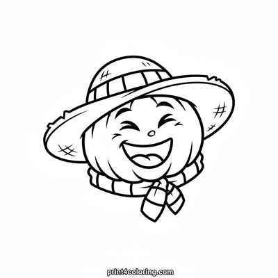 Silly Giggling Scarecrow Pumpkin - free printable coloring page