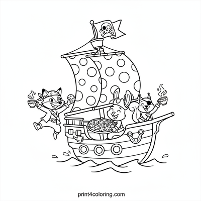 Silly Ship's Tea Party Adventure! - free printable coloring page