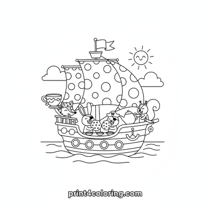 The Wobbly Pirate Tea Party - free printable coloring page