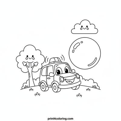 The Boop-Boop Police Car Chase - free printable coloring page
