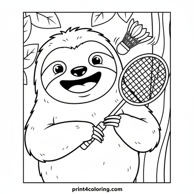 Silly Sloth's Super Slow Serve - free printable coloring page