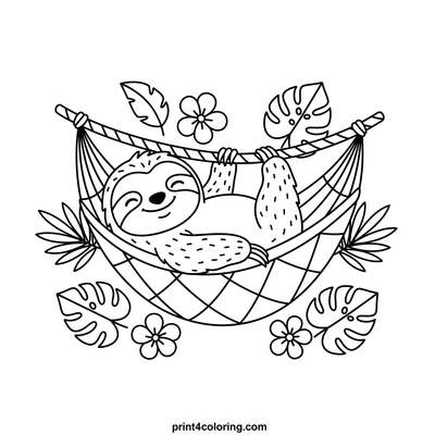 Silly Sloth's Hammock Hangout - free printable coloring page