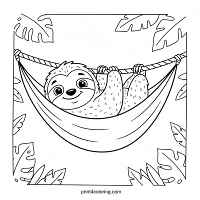 Silly Sloth's Hammock Hangout - free printable coloring page