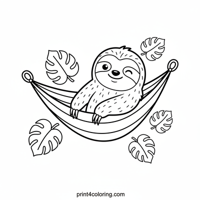 Silly Sloth's Hammock Hangout - free printable coloring page