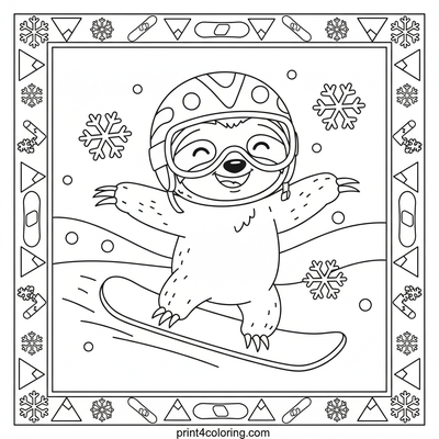 Silly Sloth's Snowy Adventure - free printable coloring page