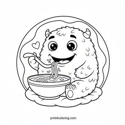 Silly Soup Slurper Monster - free printable coloring page