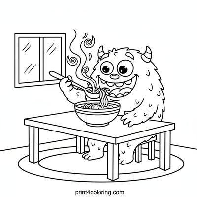 The Goofy Soup Monster's Mealtime - free printable coloring page