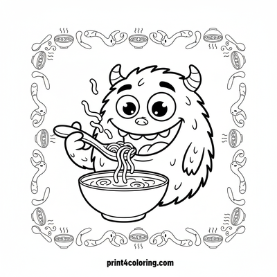Silly Soup Monster's Giggle Slurp - free printable coloring page