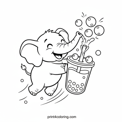 Silly Slurp Safari: Elephant's Boba Adventure - free printable coloring page