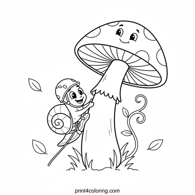Silly Snail's Mushroom Mountain Climb - free printable coloring page