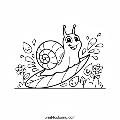 Silly Snail's Leafy Surf - free printable coloring page