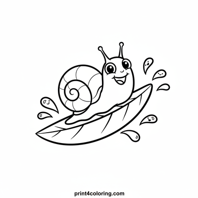Silly Snail's Leaf Ride - free printable coloring page