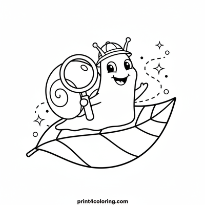 Silly Snail's Leafy Expedition - free printable coloring page