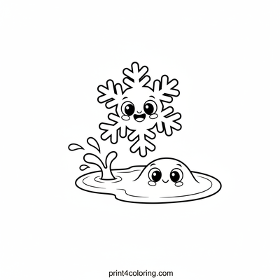 Silly Snowflake's Big Splash Adventure - free printable coloring page