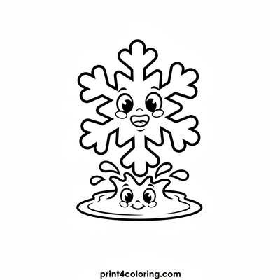 Silly Snowflake's Joyful Puddle Plunge - free printable coloring page