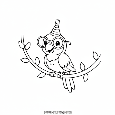 Silly Spectacled Party Parrot - free printable coloring page