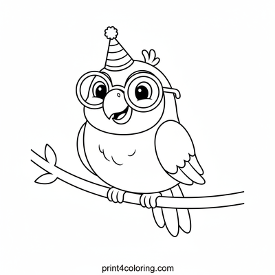 Party Parrot with Goofy Glasses - free printable coloring page