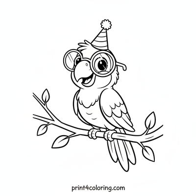Silly Spectacled Party Parrot - free printable coloring page
