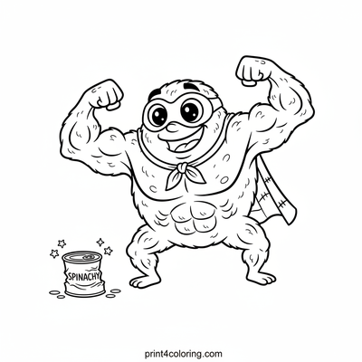 The Mighty Spinach Monster's Flex - free printable coloring page