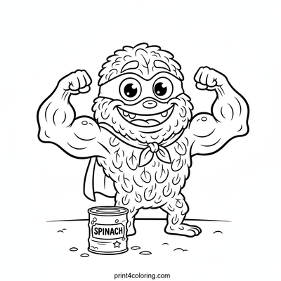 The Silly Spinach Strongman Monster - free printable coloring page