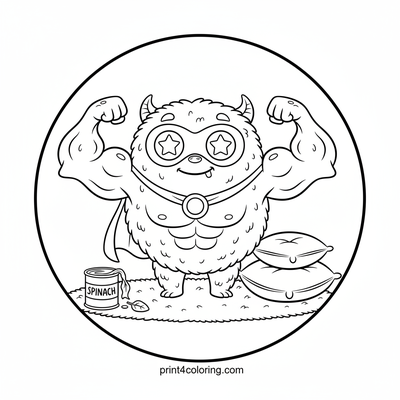 The Fuzzy Spinach Strongman - free printable coloring page