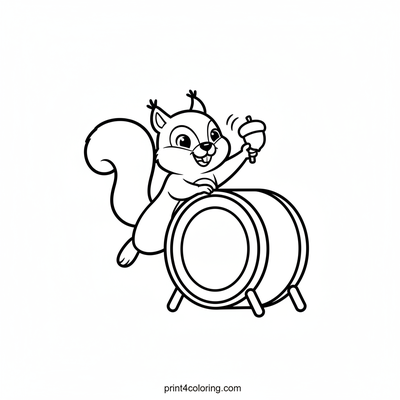Silly Squirrel's Big Drum Solo - free printable coloring page