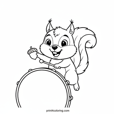 Silly Squirrel's Rockin' Drum Solo - free printable coloring page