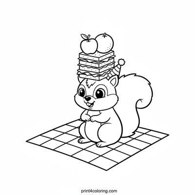 Silly Squirrel's Picnic Party Challenge - free printable coloring page