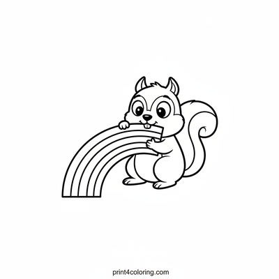 Silly Squirrel's Rainbow Bite - free printable coloring page