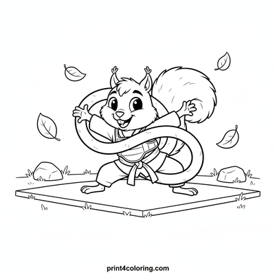 Silly Sammy Squirrel's Taekwondo Tangle - free printable coloring page
