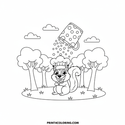 Silly Squirrel's Sprinkle Surprise - free printable coloring page