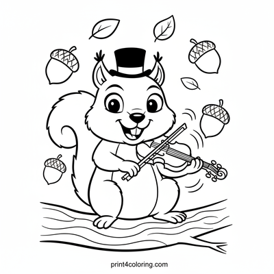Silly Squirrel's Violin Serenade - free printable coloring page