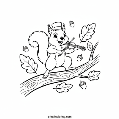 Silly Squirrel's Musical Adventure: Violin Serenade - free printable coloring page