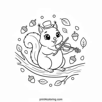 Silly Squirrel's Violin Serenade - free printable coloring page