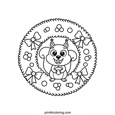 Silly Squirrel's Wreath Surprise! - free printable coloring page