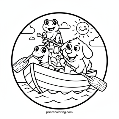 The Wobbly Rowboat Animal Adventure - free printable coloring page