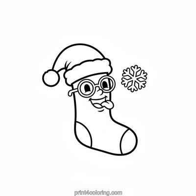 Silly Christmas Stocking's Snowy Snack! - free printable coloring page