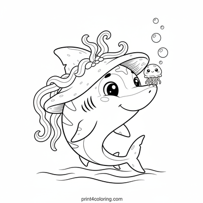 Silly Striped Shark's Seaweed Hat Adventure - free printable coloring page