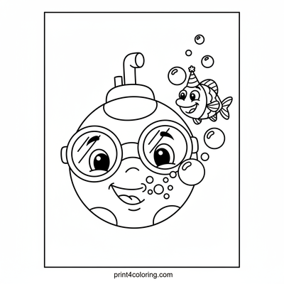 Silly Submarine's Underwater Bubble Party - free printable coloring page